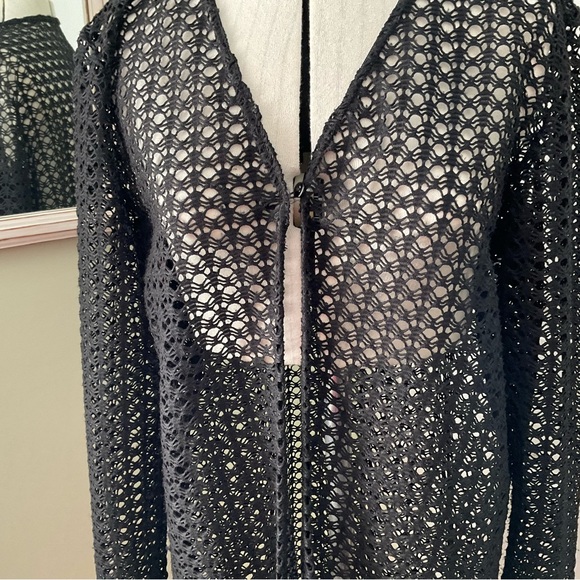 BLACK OPEN WEAVE CARDIGAN, SIZE: L - Picture 4 of 11